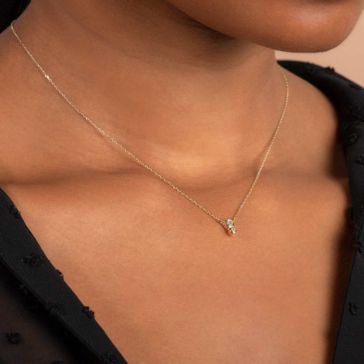 Two Bezel Diamond Necklace - Narcissus