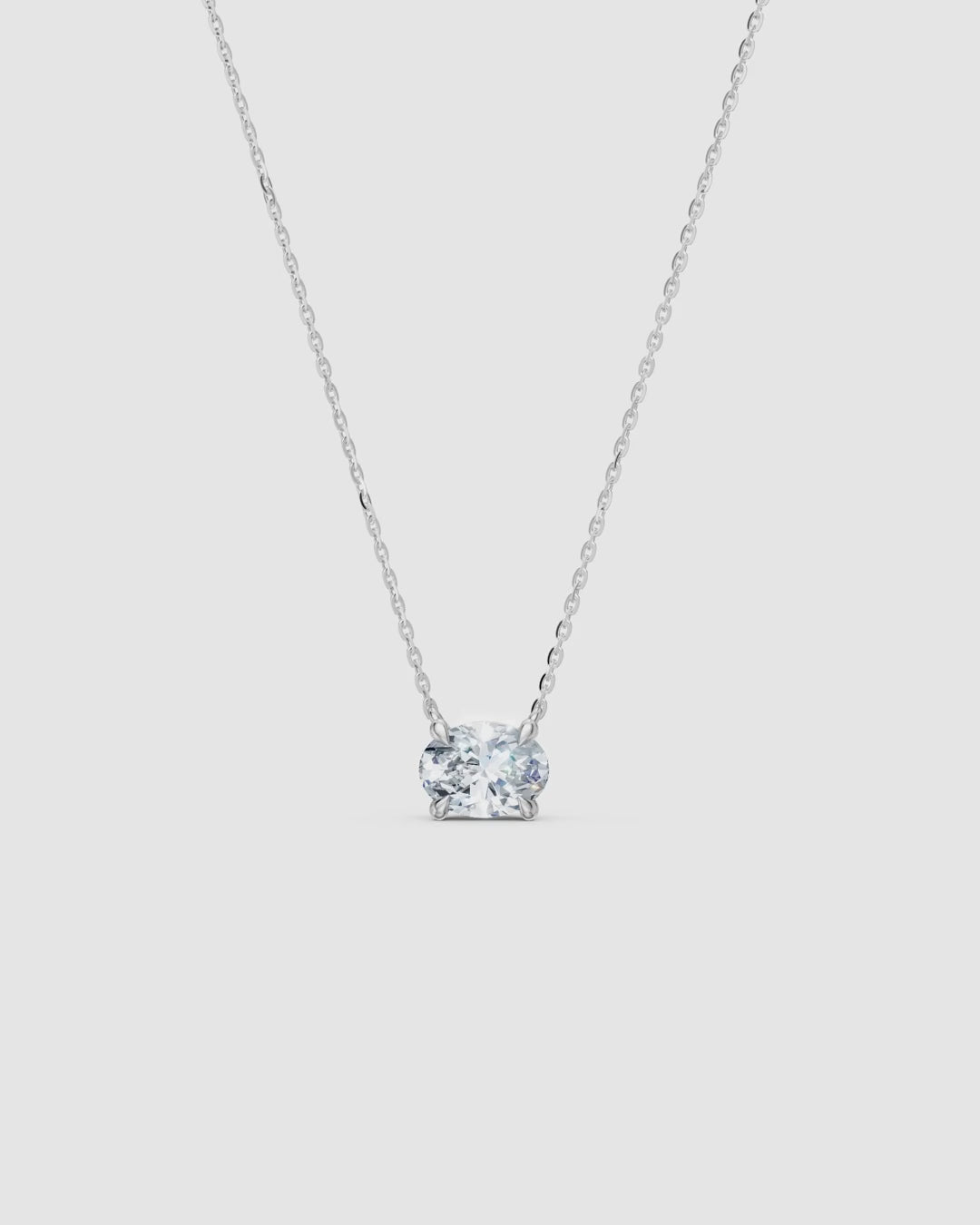 360 degree view of the oval diamond necklace in 14k white gold, ENEA Studio