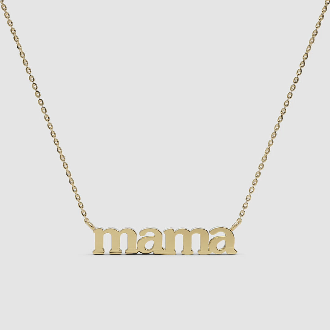 360 degree video of solid gold mama necklace rotating on white background