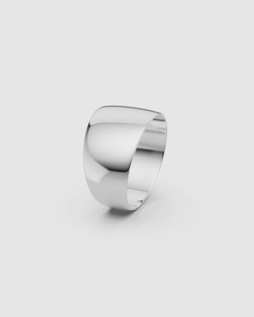 Video giving a 360 view of the Kion Classic Dome Ring in sterling silver on a white surface