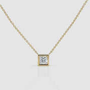 Éclat Princess-Cut Bezel Diamond Necklace in 14k Yellow Gold