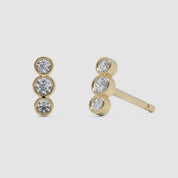 Tiny Trio Stud Earrings - White Gold