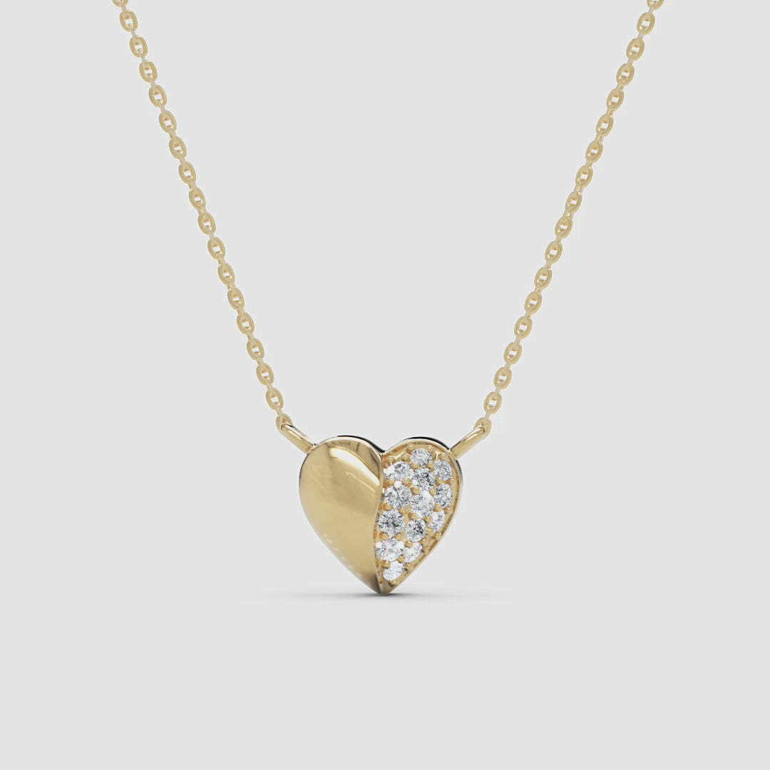 Diamond Puffy Heart Necklace - Narcissus