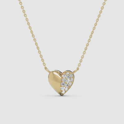Diamond Puffy Heart Necklace - Narcissus