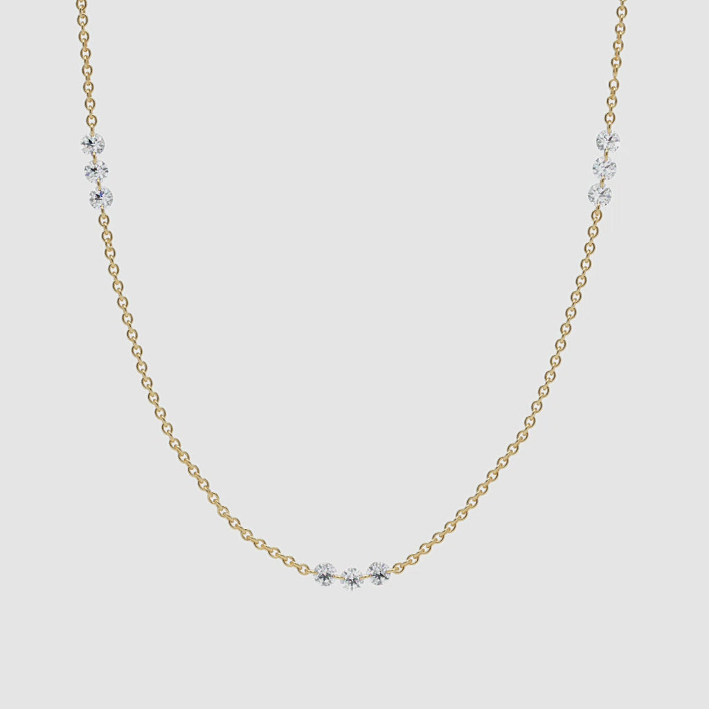 Drilled Diamond Station Necklace Narcissus
