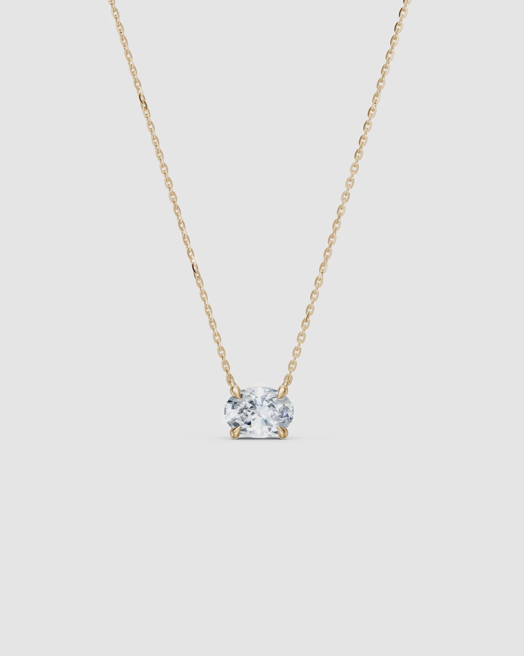 360 degree view of the oval diamond necklace in 14k yellow gold, ENEA Studio