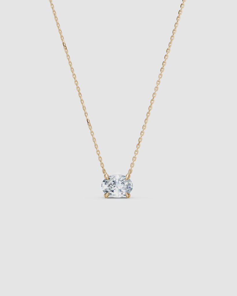 360 degree view of the oval diamond necklace in 14k yellow gold, ENEA Studio