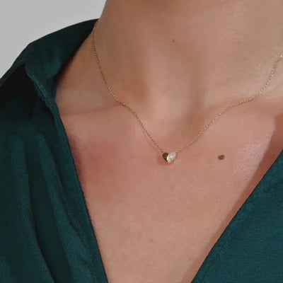 Diamond Puffy Heart Necklace - Narcissus